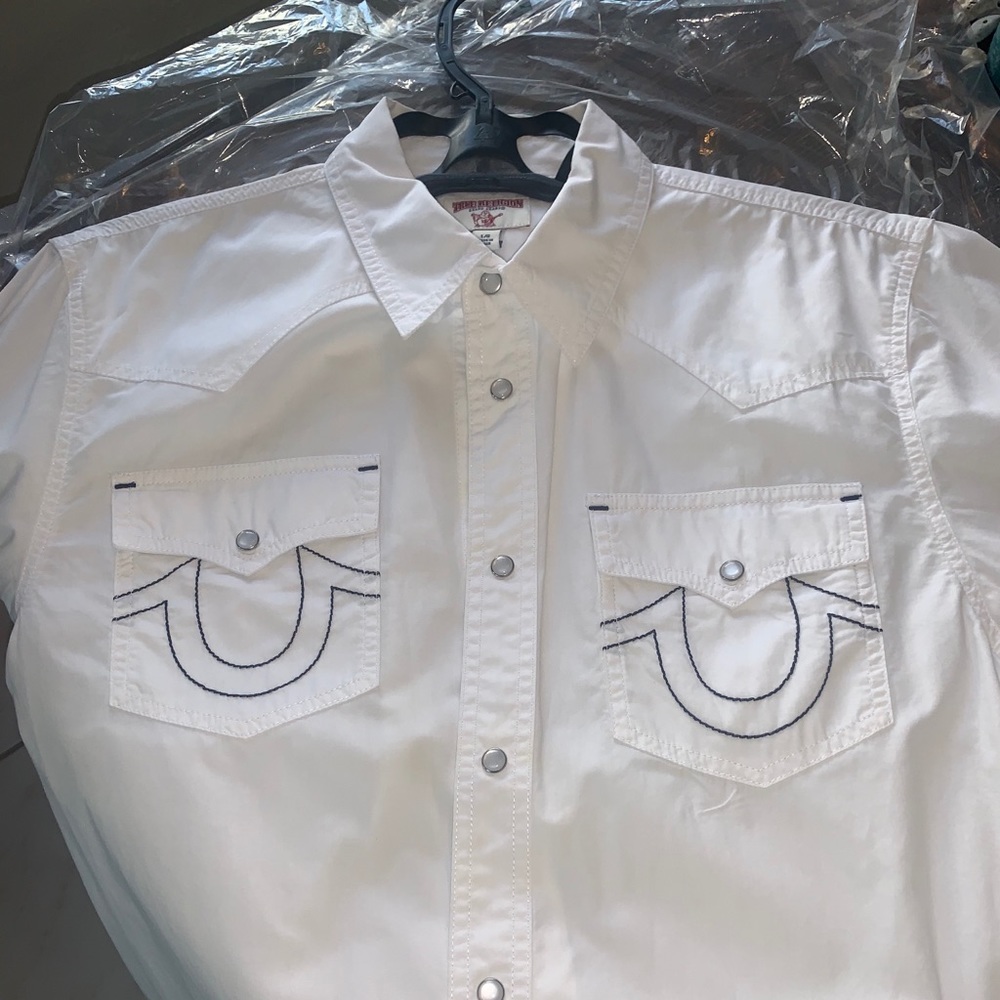 True Religion Men's Pearl Snap Button Down Shirt